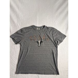 University T Texas Longhorns Grey Short‎ Sleeve Men's Large Distressed *